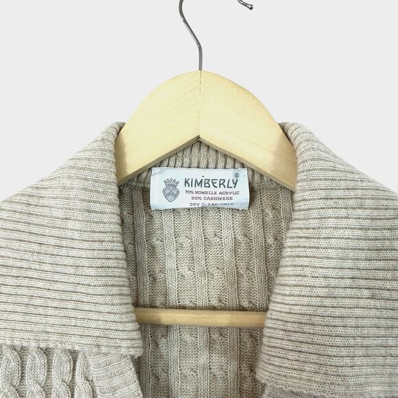 Vintage Kimberly 10 Cashmere Blend Cardigan Sweater Cable Knit Womens READ - Picture 4 of 16
